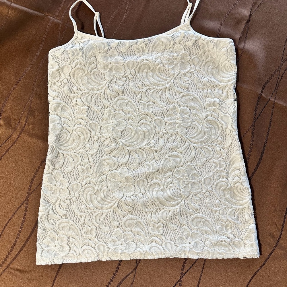 Ann Taylor Cream Floral Lace Camisole